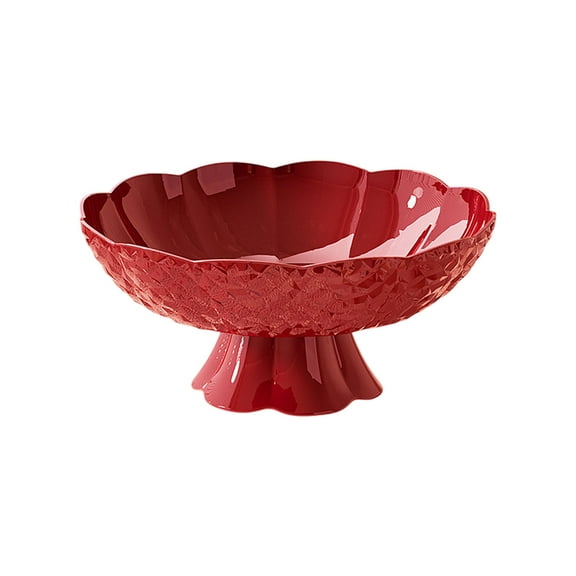 Decorative Dry Fruit Bowl 9.84In, Snack and Dessert Holder with A Base, Suitable for Home, Office, Outdoor Or Family Traveling(Red)