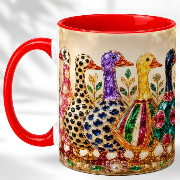 Decorative Duck Coffee Mug, Colorful Waterfowl Mug, Ceramic 11 oz