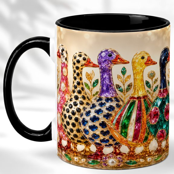 Decorative Duck Coffee Mug, Colorful Waterfowl Mug, Ceramic 11 oz