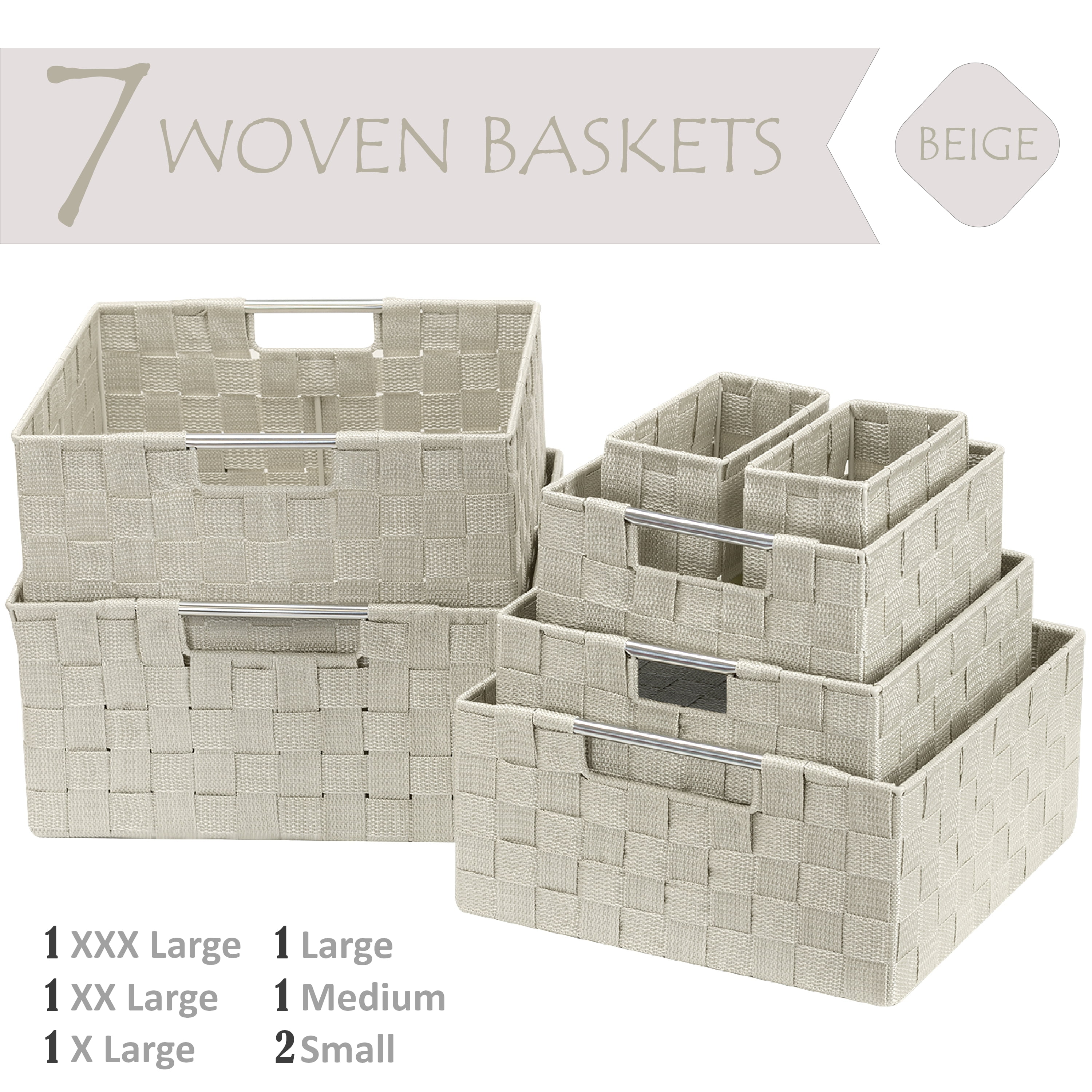 Farmlyn Creek Plastic Storage Baskets, White Nesting Bin Containers wi