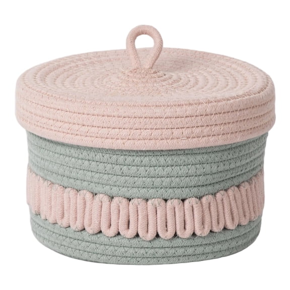 Decorative Dustproof Storage Basket With Woven Lid Natural Cotton Rope Container For Bedroom Shelf Organizing Essential