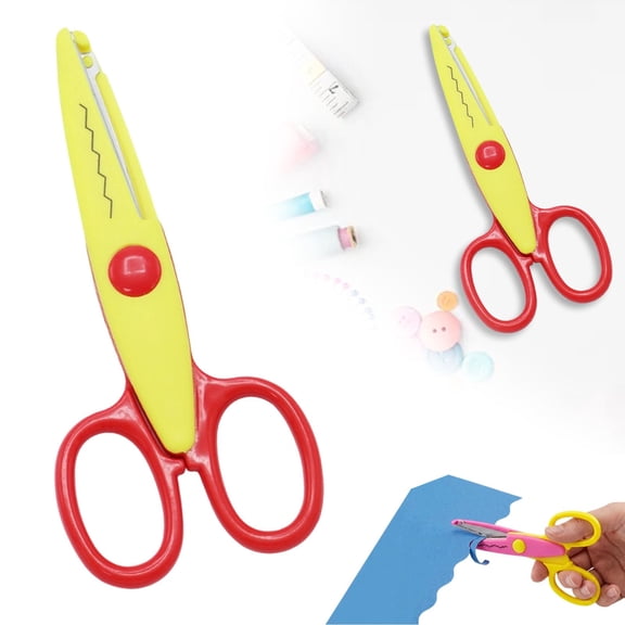Decorative Edge Craft Scissors, Pattern Shears for Scrapbooking & DIY Art, Wavy/Scalloped Paper Cutter Tool, Safe Ergonomic Craft Scissors for Classroom Projects, Card Making, Home Crafts, D