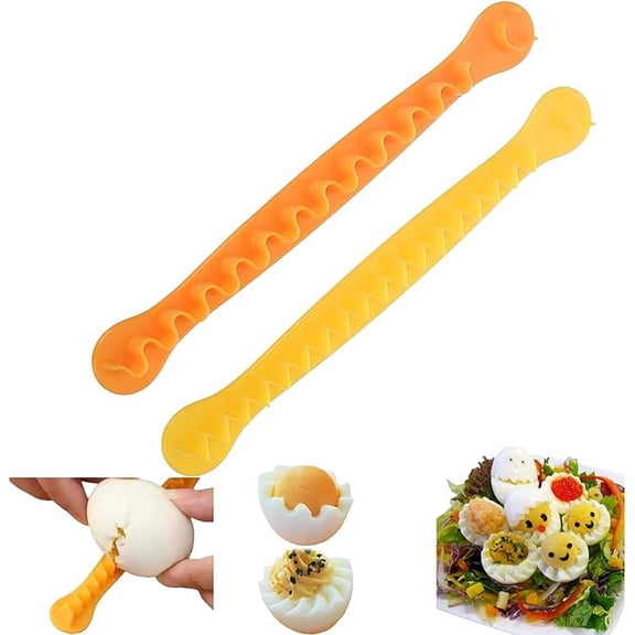 Decorative Egg Cutter Set, Wave Shaped Egg Slicer for Hard Boiled Eggs, Deviled Egg Maker Kitchen Tool