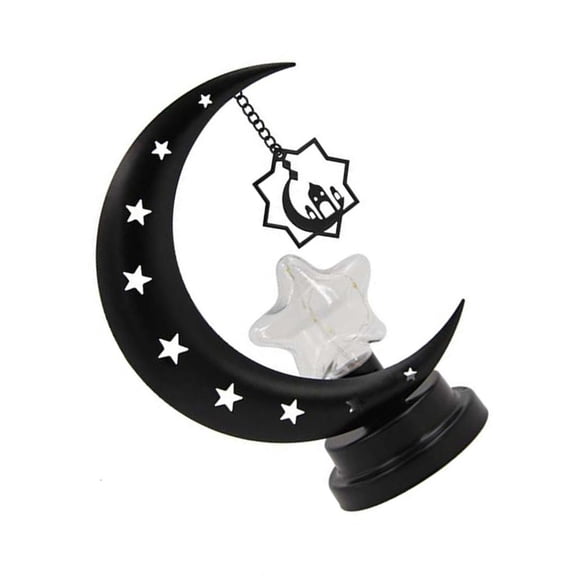 Decorative Eid Mubarak LED Hollowed Moon Star Table Lamp Ramadans Nightlight for Home Office Islamic Party Decoration