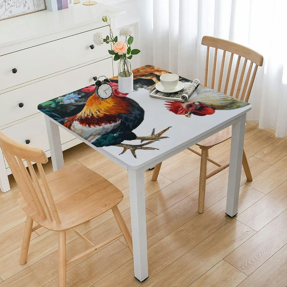 Decorative Elastic Edged Polyester Fitted Table Cover,Chicken Indoor
