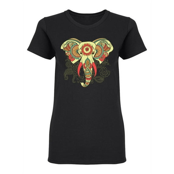 Decorative Elephant Design Shaped T-Shirt Women -Image by Shutterstock, Female Small