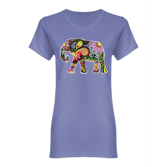 Decorative Elephant Design Shaped T-Shirt Women -Image by Shutterstock, Female x-Large