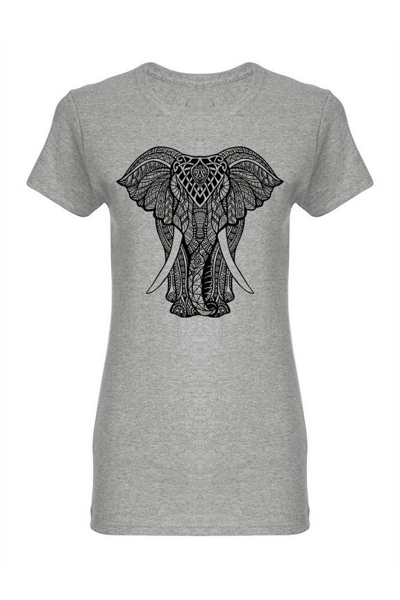 Decorative Elephant Front View Shaped T-Shirt Women -Image by Shutterstock, Female Large