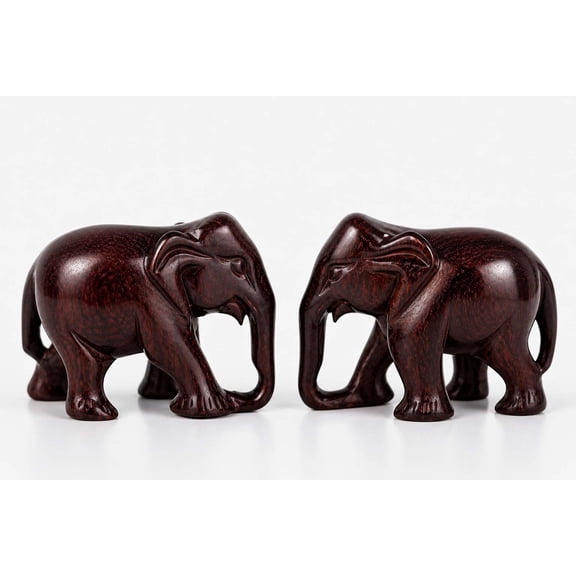 Decorative Elephant Showpiece Set for Home Décor | Handcrafted Miniature Tabletop Figurines for Living Room, Office & Shelf Decoration ( Dark Brown)