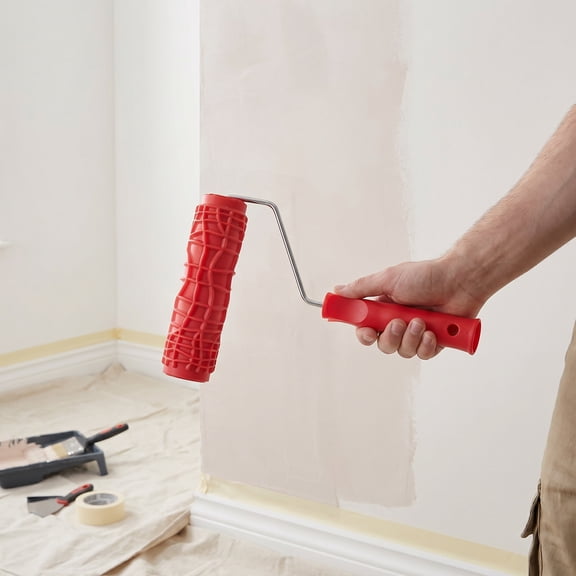 Decorative Embossing Texture Roller Red Durable Paint Roller for Home Wall Painting Projects