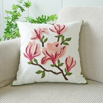 Decorative Embroidered Throw Pillow Covers with Botanical & Floral Patterns, Soft Textured Cushion Cases for Couch Sofa Living Room Home Decor (Cover Only)