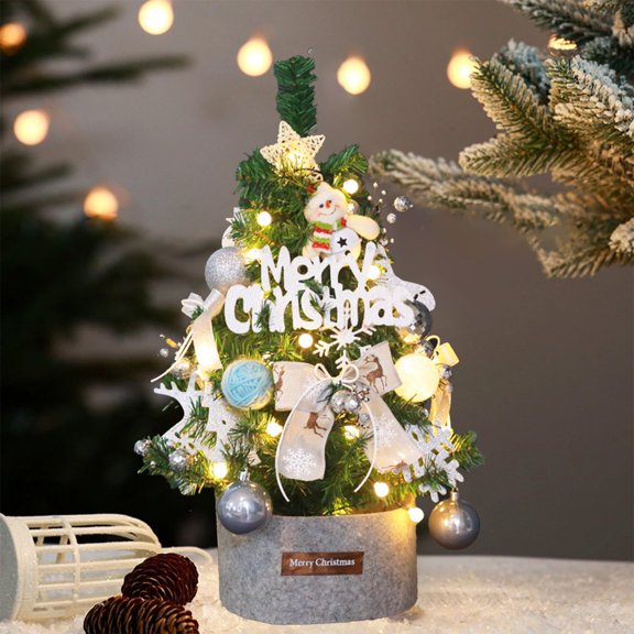 Decorative Encrypted Mini Christmas Tree for Home and Desk, Festive Holiday Decor with Rosette and Star Ornaments, No Lights, Romantic and Unique Design, Durable and High-Quality Material