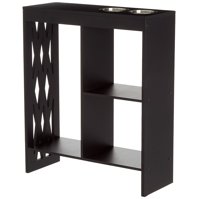 Decorative End Table with Drink Holder Black