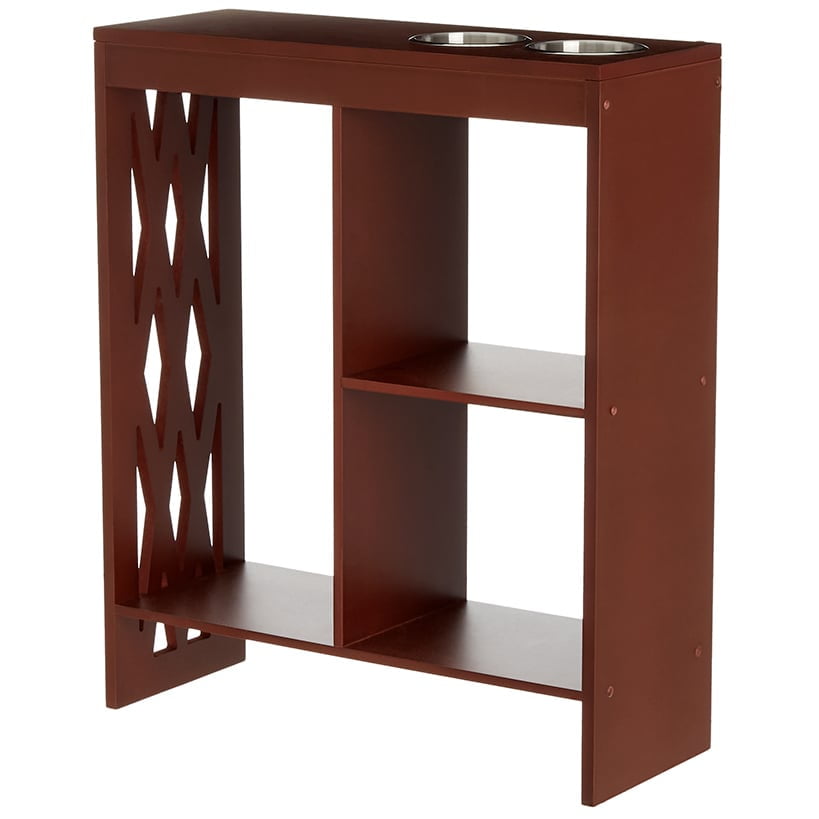 Brown MDF Decorative End Table with Dual Cup Holders