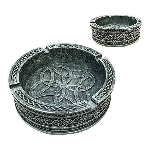 Decorative Exquisite Round Celtic Tribal Knotwork Cigaretter Ashtray Resin Figurine For Cigar Lovers Gift For Smokers Or As Multipurpose Container Coins Keys Holder