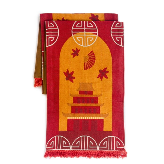 Decorative Fabric Table Runner for Preschool, Daycare and Elementary Classrooms - 64'' x 13'' Colorful Chinese Themed Table Runner
