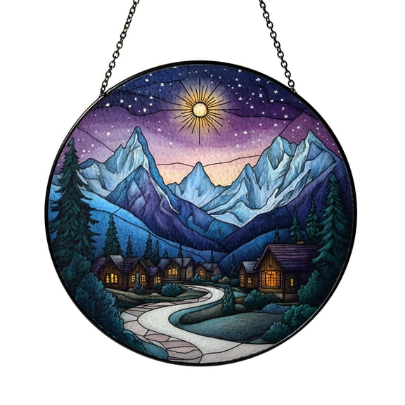 Decorative Fantasy City Star Light Stained Glass Style Suncatcher Window Hanging Art