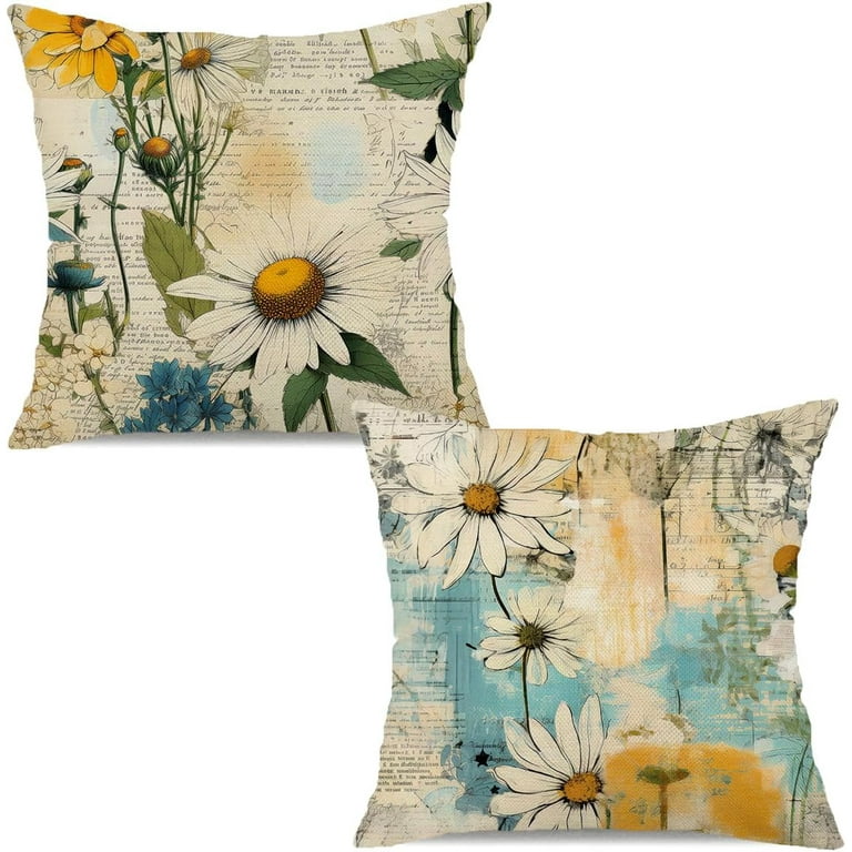 Set Of 2 Square Beige Floral Throw Pillow Covers Set Of 2 Square Beige Floral Throw Pillow Covers