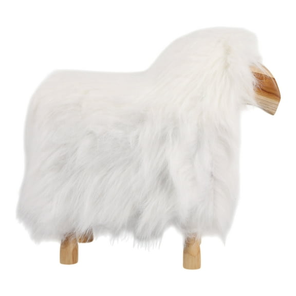 Decorative Faux Fur Sheep Sculpture Ornaments for Home Decor - Stylish Living Room, Bathroom, Office, and Room Decor Display - Unique Entryway, Shelf or Coffee Table Decor Statue - 20", White