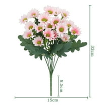 Decorative Faux Mums for Fall Season - 5 Bundles UV Resistant Artificial Flowers, Great Holiday Gift,Pink