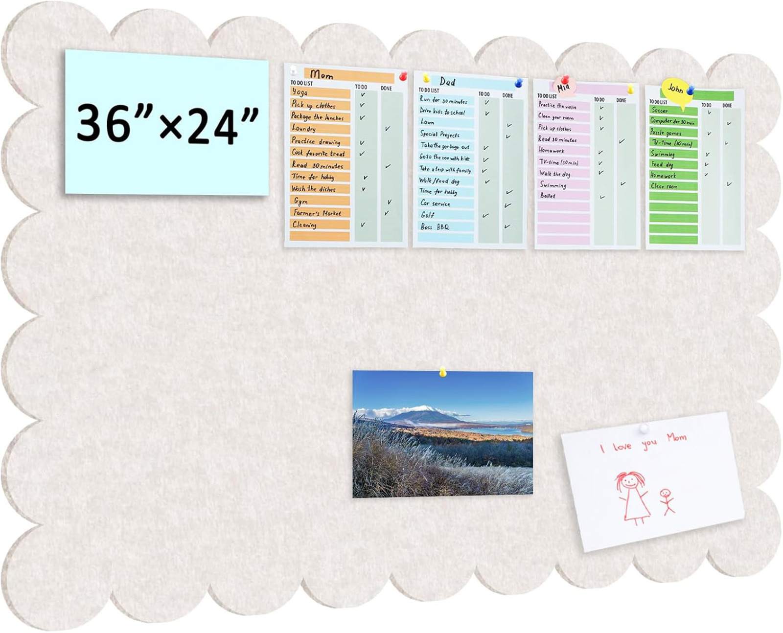 Decorative Felt Pin Board for Wall,Bexikou Felt Tile Bulletin Board,24" x 36" Felt Wall Tiles,Large Alternative Cork Board for Office Kitchen Classroom