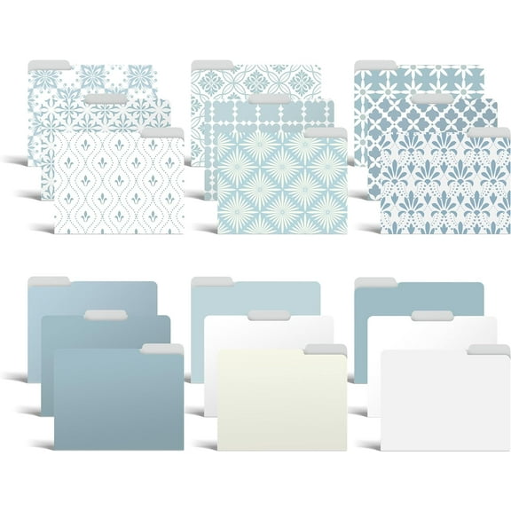 Tivkeber Decorative File Folders, 18 Pack Letter Size, Floral & Solid Designs, Heavyweight Laminated Cute File Folders, Pretty File Folders with 1/3 Cut Tabs