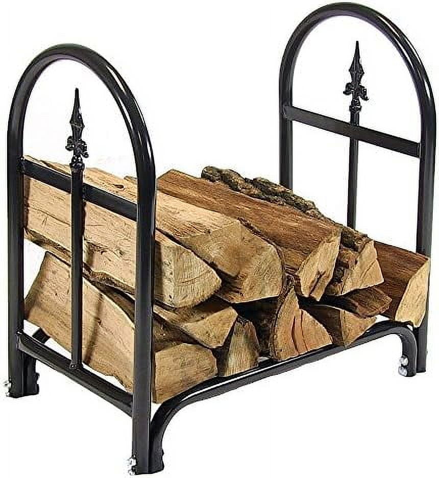 Decorative Firewood Log Rack Indoor/Outdoor Black PowderCoated Steel Wood And Kindling