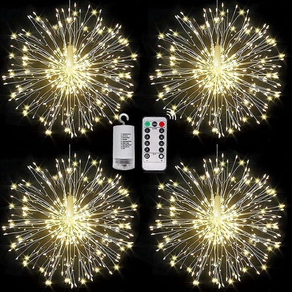 Decorative Fireworks Lights Led Explosion Fireworks Light,Christmas 120 Led Lights 8 Modes Remote Control Battery Box Copper Wire String Ip66 Waterpro