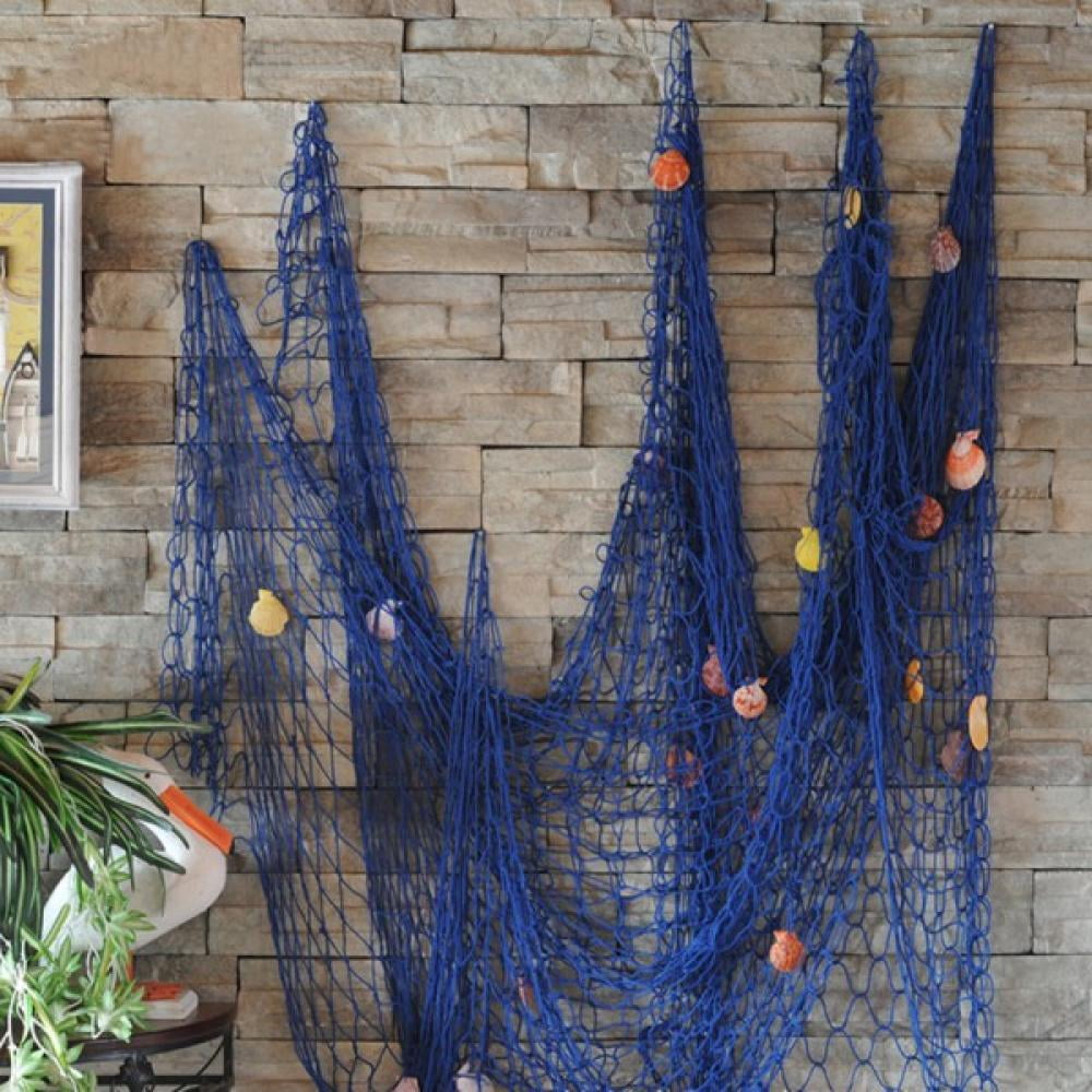 Blue Panda Decorative Fish Netting - Nautical Decor Cotton Sea Net for Sea, Beach, Fishing Theme Party, Mediterranean Style Home Decorations - Beige