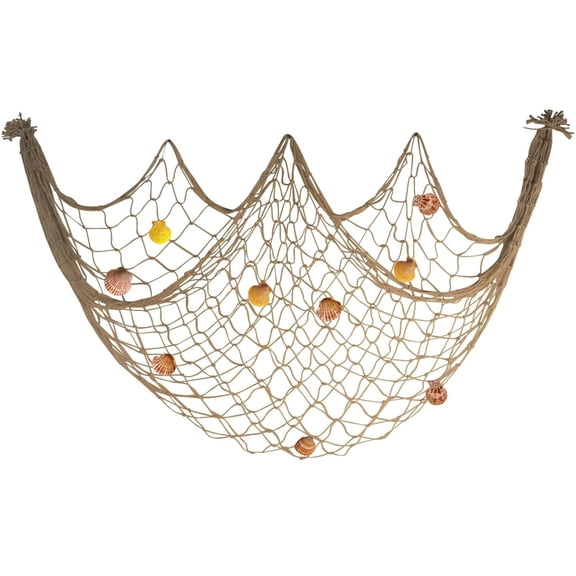 Decorative Fishing Net 40"x80" Fishing Net Decor Large Picture Fish Net Wall Photo Hanging Fishnet Cotton Versatile Netting for Sea Beach Theme Party Wall Table Ceiling,2 Pcs Brown