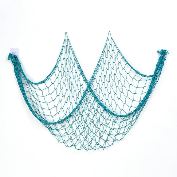 Decorative Fishing Net 80x40 Inch, Large Aqua Picture Fish Net, Wall Photo Hanging Fishnet for Nautical Mermaid