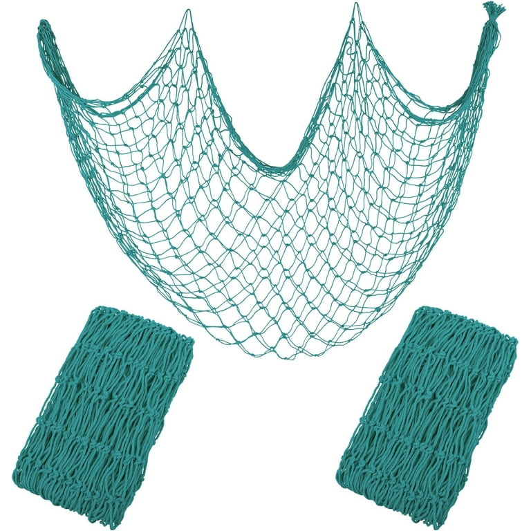 Decorative Fishing Net 80x40 Inch,ZUEXT 2 Pack Large Aqua Picture Fish Net,  Wall Photo Hanging Fishnet for Nautical Mermaid Pirate Ocean Themed Hawaii