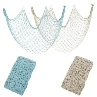2 Pcs Fish Netting Decoration Beige Nautical Fish Net Cotton Decorative#
