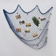 thumbnail image 1 of Decorative Fishing Net, Handcrafted Nautical Fishing Net with Seashells, Mediterranean Style Cotton Rope Net for Wall Art, Versatile Maritime Decoration for Home or Parties (Blue), 1 of 6