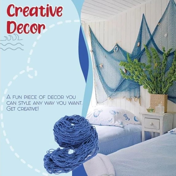 Decorative Fishing Net Wall Hanging Nautical Beach Theme Home Coastal Decor