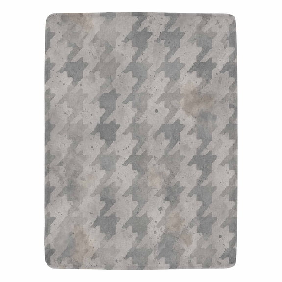 Decorative Flannel Throw Blanket 50"x60" - Gray Houndstooth Monochrome Classic Pattern Print Soft Lightweight Throw - Home Decor for Living Room Sofa Lounging