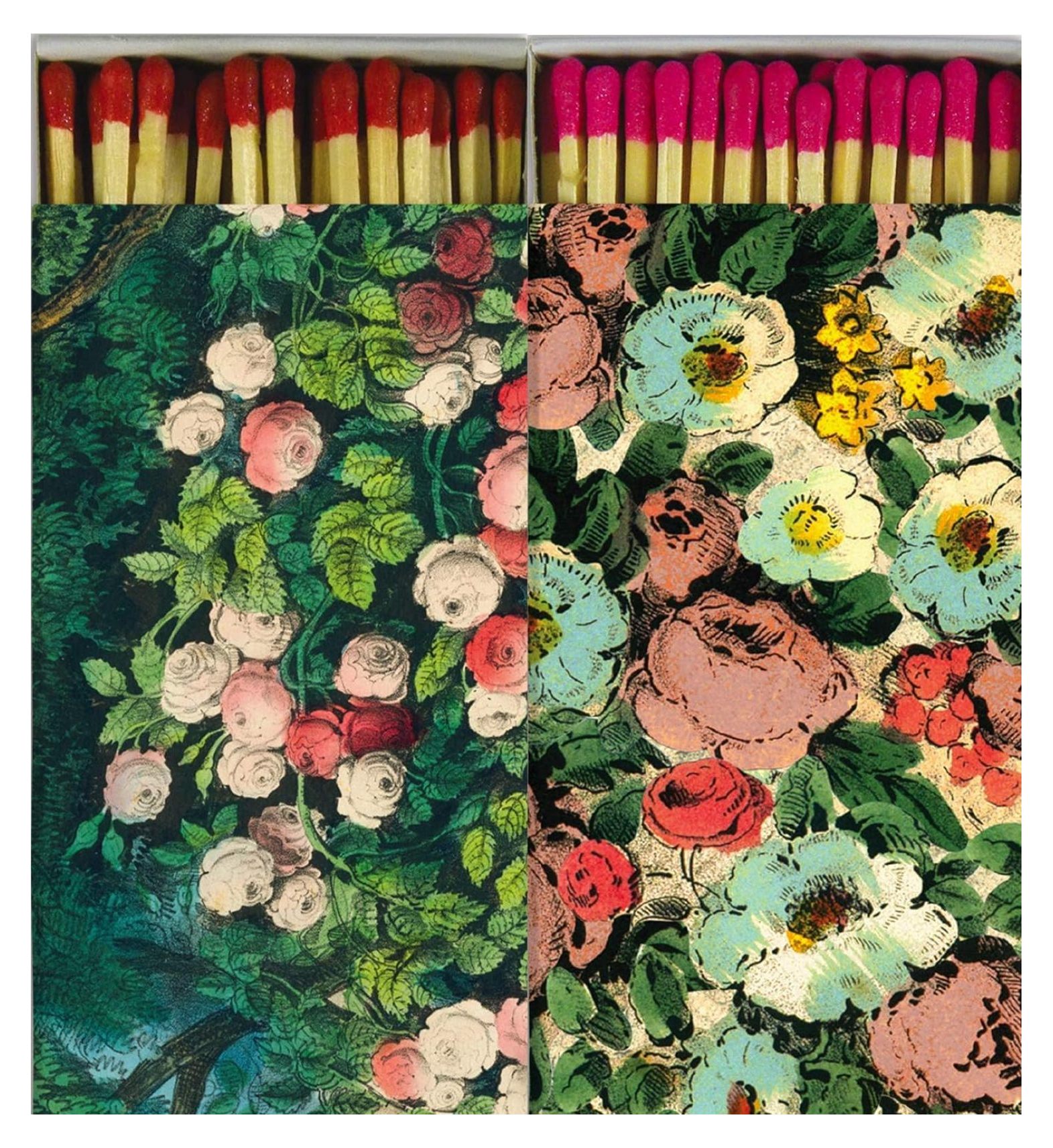 Decorative Flora Collage and Sleeping Beauty Match Boxes with Long