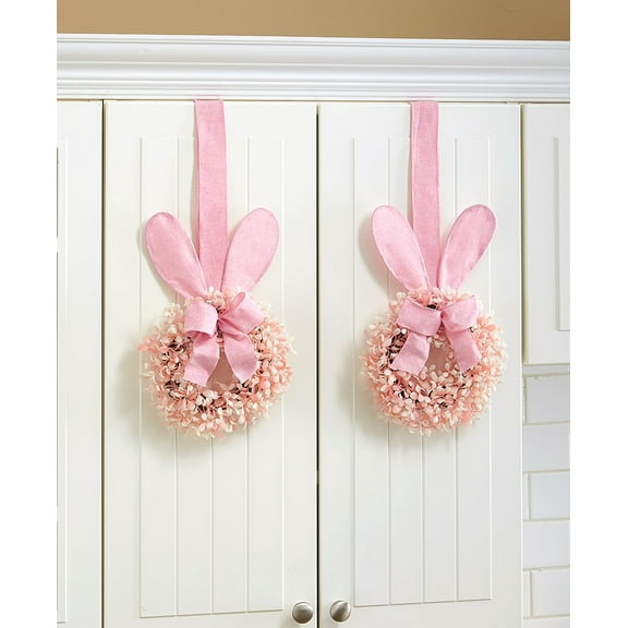 Easter Cabinet Wreath With Ears Or Bunny Figure Purple Blue Or Pink - Blue Figure