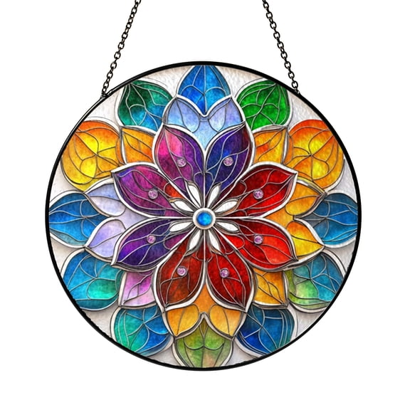 Decorative Floral Circle Faux Stained Glass Clipart Collection