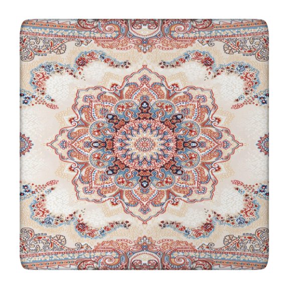 Decorative Floral Print Square Tablecloth with Elastic Border, 36x36 Inch Boho Design for Card Tables and Patio Dining Settings