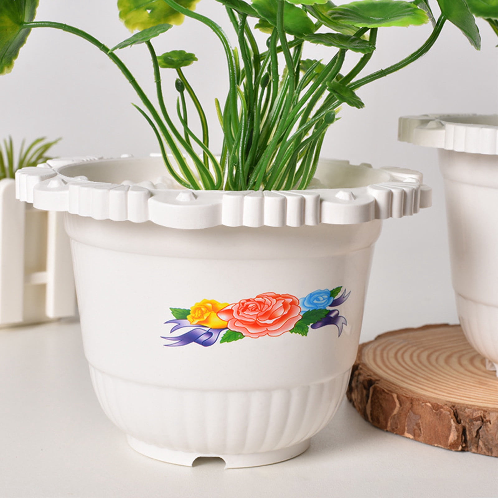 Decorative Flower Pot, Plastic Planter with Lace Design and Flat Rim ...