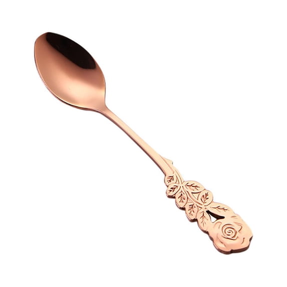 Decorative Flower Spoon (Stirring Spoon, Flatware Dessert Spoon), Stainless Steel Flower-Shaped Spoon for Coffee/Tea - 13cm Bar Stirring Utensil, Dessert Spork | Eco-Friendly & Dishwasher Safe,#D