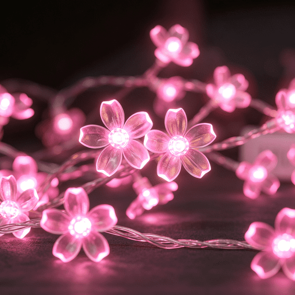 Decorative Flower String Lights Plug in for Bedroom, Connectable 33ft 100 LED Soft Cherry Blossom Fairy Light for Patio Room Dorm Wedding Party Christmas Tree Hanging Decorations, Pink