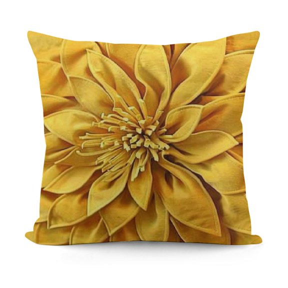 Decorative Flower Throw Pillow Covers Soft Velvet Handmade Pillowcases Cushion Covers for Couch Bed Living Room Home Decor Yellow