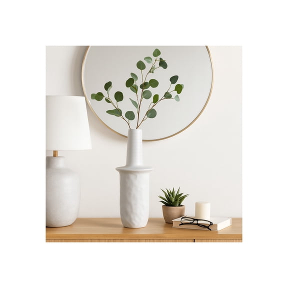 Sagebrook Home Ceramic Flower Vase for Living Room Decor - Elegant Tall Home Vase with Flared Top for House, Bedroom, and Kitchen - 22" Ivory