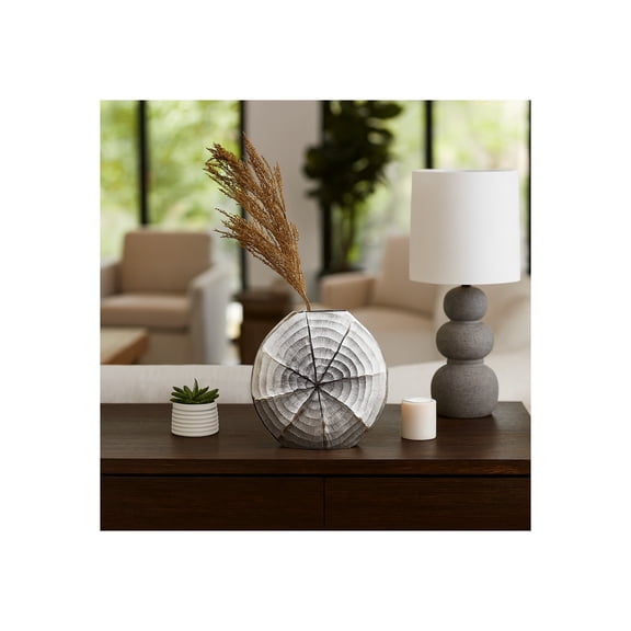 Decorative Flower Vase for Living Room Decor - Modern Metal Shell-Patterned Vase Perfect for Home, Office, Bedroom, or Table Decor - A Contemporary House Centerpiece That Reflects Style - 14" Silver