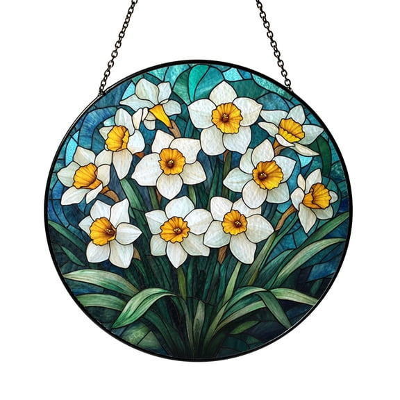 Decorative Flower Window Art – Stained Glass Look Design
