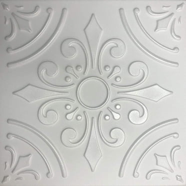 Decorative Foam Ceiling Tile - Harmony Design - 3D White Styrofoam Ceiling Tiles - ~20"x20"x0.40" (40)