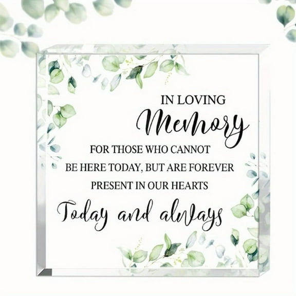 Decorative Foliage| Elegant Acrylic Wedding Memorial Sign - "In Loving Memory"Ideal For Wedding Table Centerpieces, Ceremony & Reception Decorations, Wedding Decorations