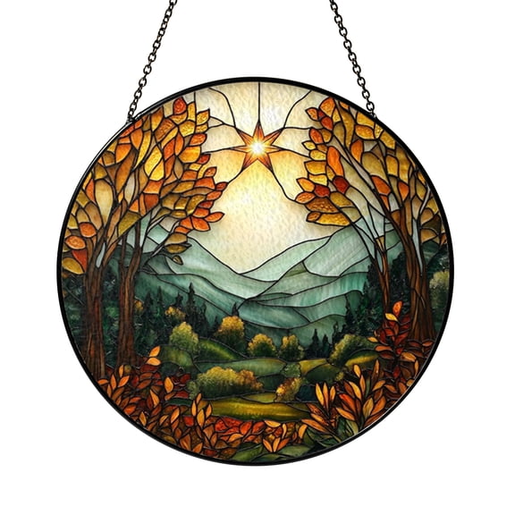 Decorative Forest Glass Style Window Art – Landscape Theme